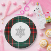 Karierte Schneeflocke in Rot und Grün Pappteller (Party)