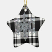 karierte Schneeflocke Keramikornament (Links)