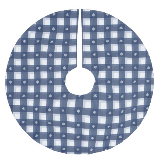 Karierte Schneeflocken aus Gingham Polyester Weihnachtsbaumdecke (Vorderseite)