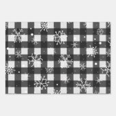 Karierte Schneeflocken aus weißem, schwarzem Rot Geschenkpapier Set (Vorderseite)