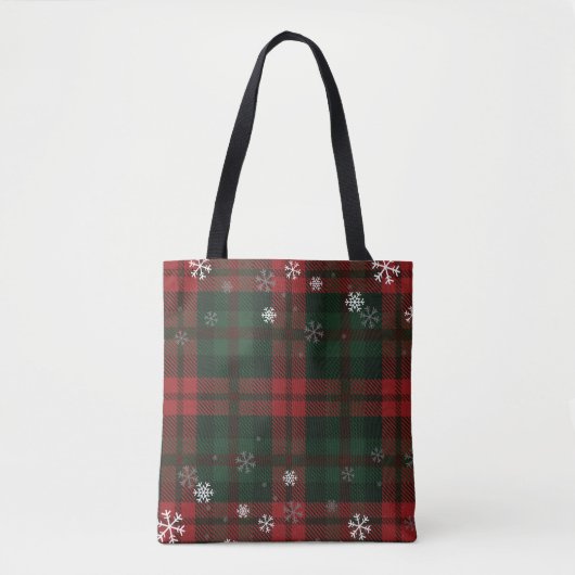 Karierte Schneeflocken Die Weihnachtsfamilie Tasche (Vorderseite)