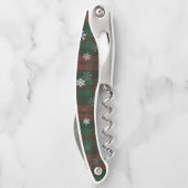 Karierte Schneeflocken Frohe Weihnachtsklassik Kellnermesser (Rückseite)