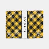 Karierte Schneeflocken in Gelb und Schwarz Fleecedecke (Vorderseite (Horizontal))