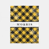 Karierte Schneeflocken in Gelb und Schwarz Fleecedecke (Vorderseite)