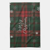 Karierte Schneeflocken Muster Personalisierte Weih Geschirrtuch (Vertikal)