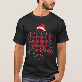 Karierte Schneeflocken Rotes Weihnachtsbüffel T-Shirt