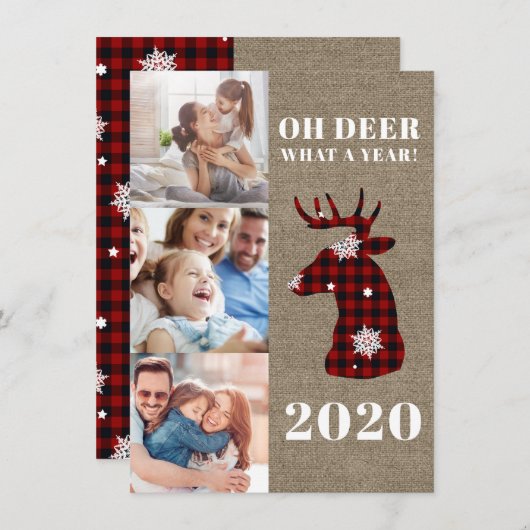 Karierte Schneeflocken, rustikal Feiertagskarte (Vorne/Hinten)