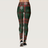 Karierte Schneeflocken Rustikale Winterferien Leggings (Rückseite)