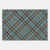 Karierte Schokolade- und aquamarine Papierblätter Geschenkpapier Set (Vorderseite)