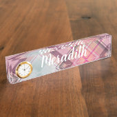 Karierte Schreibtischnamensplatte Namensplakette (Seite)