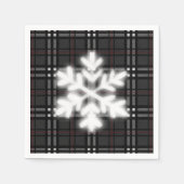 Karierte Schwarz-Grau-Schneeflocke Serviette (Vorderseite)
