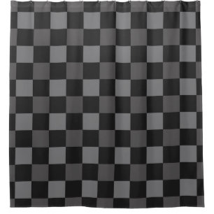 Karierte schwarz-graue karierte Quadrate Duschvorhang
