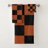 Karierte, schwarz-orange karierte Plätze Buffalo Badhandtuch Set (Insitu)