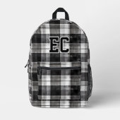 Karierte, schwarz und weiß vorbereitete Monogramm Bedruckter Rucksack (Vorderseite)