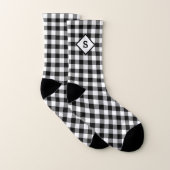 Karierte Schwarz-Weiß-Anfangsmonogramm Socken (Paar)
