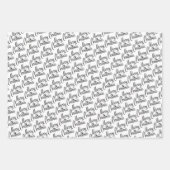 Karierte Schwarz-weiße Taupe Geschenkpapier Set (Vorderseite)