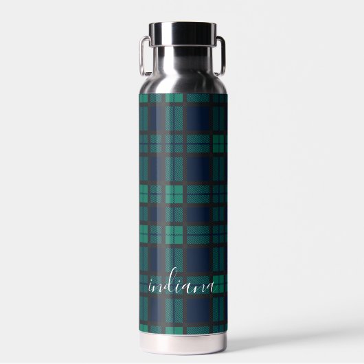 Karierte Schwarze Uhr Rustikales Muster Tartan Trinkflasche (Vorne)