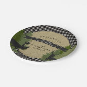 Karierte schwarzgraue Hütte Rustikale Jagd Hirschf Pappteller (Schrägansicht)