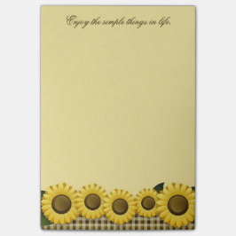 Karierte Sonnenblume 4x6 Post-it Klebezettel