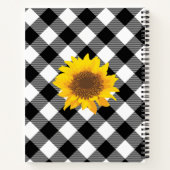 Karierte Sonnenblume in Schwarz/Weiß Buffalo Notizblock (Rückseite)