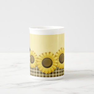 Karierte Sonnenblume-Tee-Tasse Porzellantasse