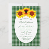 Karierte Sonnenblumenhochzeit Einladung (Vorderseite)