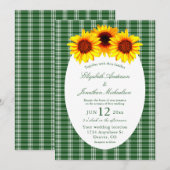 Karierte Sonnenblumenhochzeit Einladung (Vorne/Hinten)