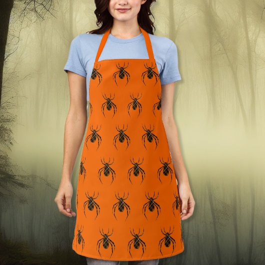 karierte Spinnen in Neonorange Schürze