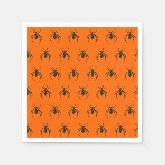 karierte Spinnen in Neonorange Serviette (Vorderseite)