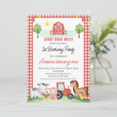 Karierte Stalltiere zum Geburtstag Einladung (Stehend Vorderseite)