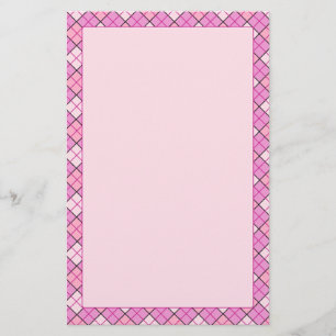 Karierte Stationierung in Rosa Briefpapier