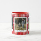 Karierte Stoffe in den Farben Rot und Weiß Fotos Tasse (Zentrum)