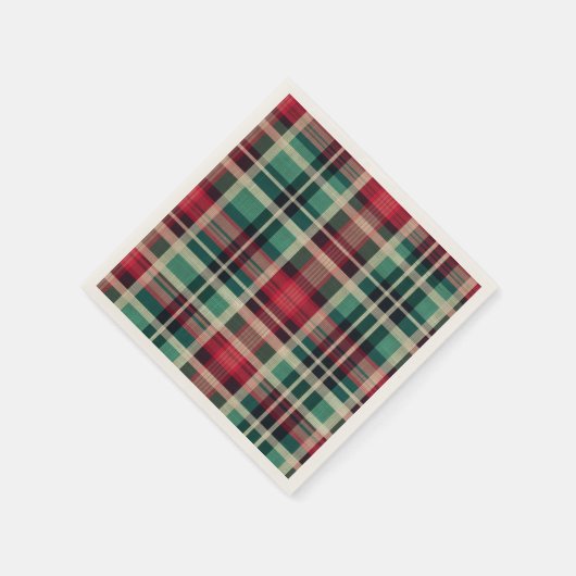 Karierte Streifen, rot grün Serviette (Ecke)