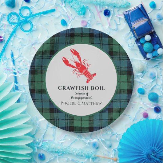 Karierte Tartan Crawfish Boil-Engagement-Partei Pappteller (Party)