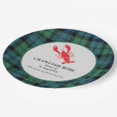 Karierte Tartan Crawfish Boil-Engagement-Partei Pappteller (Schrägansicht)