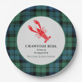 Karierte Tartan Crawfish Boil-Engagement-Partei Pappteller (Vorderseite)