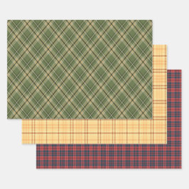 Karierte Tartan-Geschenkwrap (Set von 3) Geschenkpapier Set