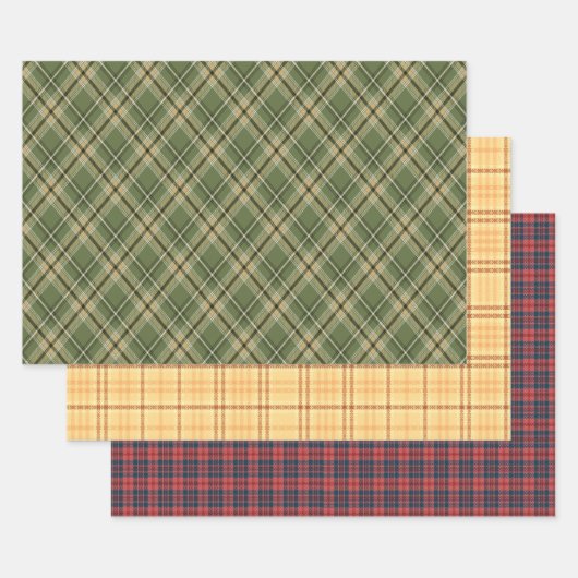 Karierte Tartan-Geschenkwrap (Set von 3) Geschenkpapier Set (Set)