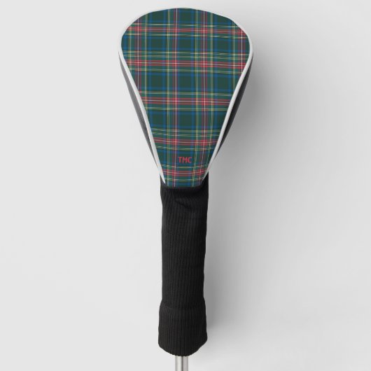 Karierte Tartan-Initialen Preppy Chic Zeitlos Golf Headcover (Vorderseite)