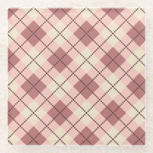 karierte Tartan karierte, beige-braune Textur Glasuntersetzer