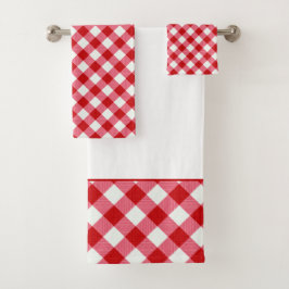 karierte Tartan karierte klassische rote weiße Tex Badhandtuch Set