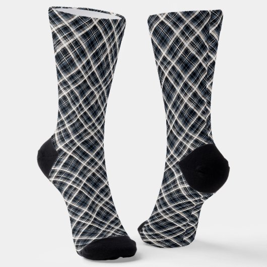 karierte Tartan karierte Schwarz-weiße Textur Socken (Gewinkelt)