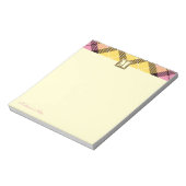 Karierte Tartan Leather Custom Script Monogram Cre Notizblock (Rotiert)