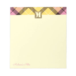 Karierte Tartan Leather Custom Script Monogram Cre Notizblock