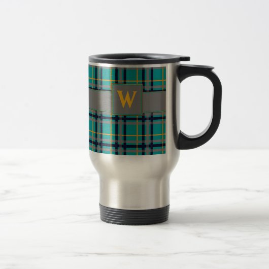 Karierte Tasse Blau und Orange (Rechts)