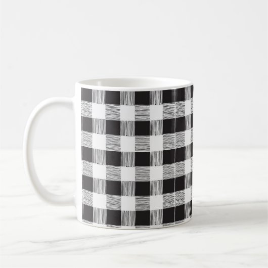 Karierte Tasse Schwarz/Weiß (Links)