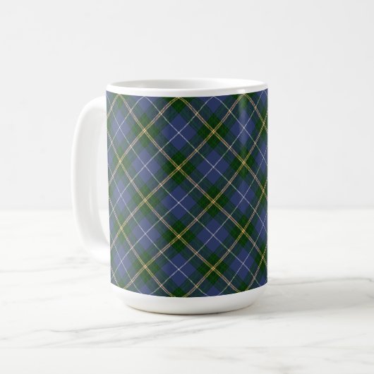Karierte Tasse von blauem und grünem Tartan (Vorderseite Links)