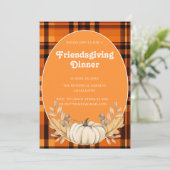 karierte Teracotta-Töne Freundlichkeit Einladung (Stehend Vorderseite)