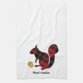 Karierte Textur Rot und Gold Eichhörnchen und Acor Geschirrtuch (Vertikal)