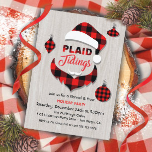 Karierte Tidings Flannel Weihnachtsfeiertag Party Einladung